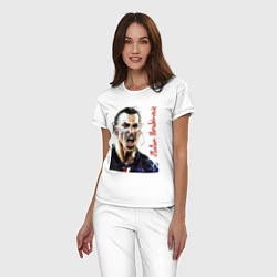 Пижама хлопковая женская Zlatan Ibrahimovich - striker, Milan, цвет: белый — фото 2