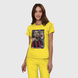 Пижама хлопковая женская Paolo Cesare Maldini - Milan, captain цвета желтый — фото 2