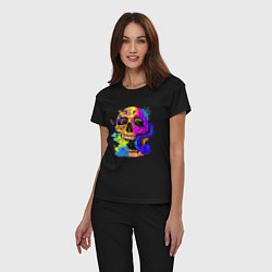 Пижама хлопковая женская Art skull!, цвет: черный — фото 2