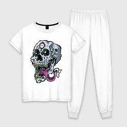 Пижама хлопковая женская Art skull 2022, цвет: белый
