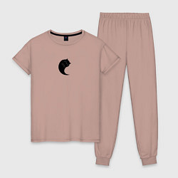 Пижама хлопковая женская Котик Инь, цвет: пыльно-розовый