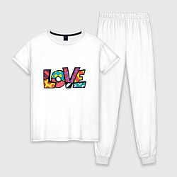 Пижама хлопковая женская Love pop-art, цвет: белый