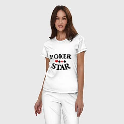 Пижама хлопковая женская Poker Star, цвет: белый — фото 2