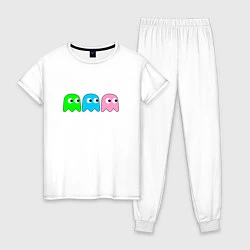 Пижама хлопковая женская Pac man - play Для двоих, цвет: белый