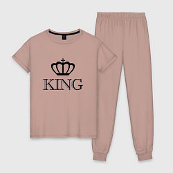Пижама хлопковая женская KING Парные Король, цвет: пыльно-розовый
