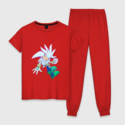 Пижама хлопковая женская Ёж Сильвер sonic 003, цвет: красный