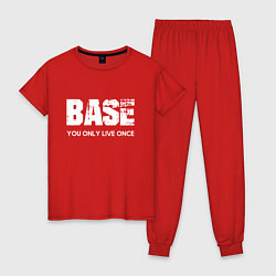 Пижама хлопковая женская Base jumping - экстрим, цвет: красный