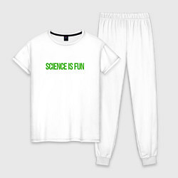 Пижама хлопковая женская SCIENCE IS FUN, цвет: белый