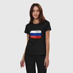 Пижама хлопковая женская Для дизайнера Флаг России Color codes, цвет: черный — фото 2