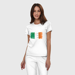 Пижама хлопковая женская Флаг Ирландии, цвет: белый — фото 2