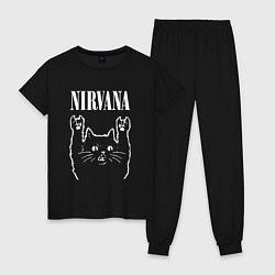 Пижама хлопковая женская Nirvana Rock Cat, НИРВАНА, цвет: черный