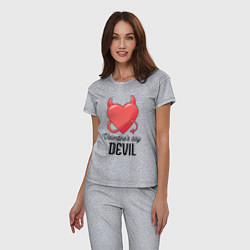 Пижама хлопковая женская Valentines Day Devil, цвет: меланж — фото 2