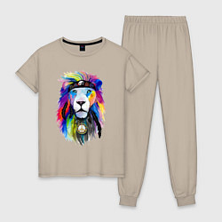 Пижама хлопковая женская Color lion! Neon!, цвет: миндальный