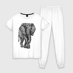 Пижама хлопковая женская Огромный могучий слон, цвет: белый