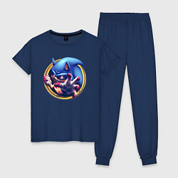 Пижама хлопковая женская Sonic Exe Horror, цвет: тёмно-синий