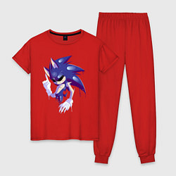 Пижама хлопковая женская Sonic Exe Sketch, цвет: красный