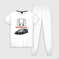 Пижама хлопковая женская Honda Racing team, цвет: белый