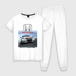 Пижама хлопковая женская Honda Motorsport Racing team, цвет: белый