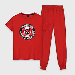 Пижама хлопковая женская Национальная зомби безопасность, цвет: красный