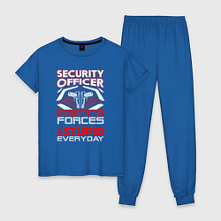 Пижама хлопковая женская Сотрудник охраны Ежедневная борьба с тупостью, цвет: синий