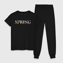 Пижама хлопковая женская Spring blooms, цвет: черный