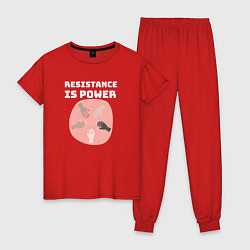 Пижама хлопковая женская Resistance is power, цвет: красный