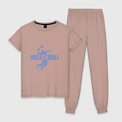 Пижама хлопковая женская Стиль - Волейбол, цвет: пыльно-розовый