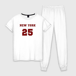 Женская пижама New York 25 красный текст в стиле американских кол