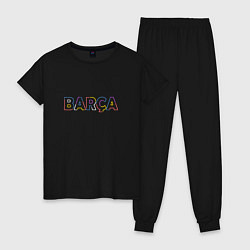 Пижама хлопковая женская FC Barcelona - Multicolor 2022 Barca, цвет: черный