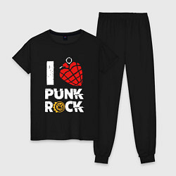 Пижама хлопковая женская I LOVE PUNK ROCK, цвет: черный