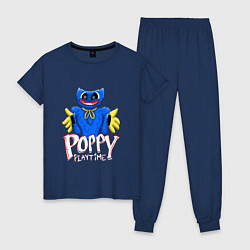 Пижама хлопковая женская Сытый Поппи Poppy Playtime, цвет: тёмно-синий