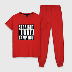 Пижама хлопковая женская Barcelona Straight Outta Camp Nou Барселона, цвет: красный