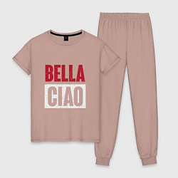 Пижама хлопковая женская Style Bella Ciao, цвет: пыльно-розовый