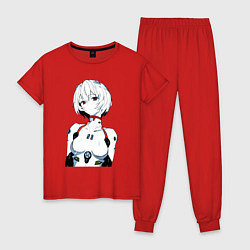 Пижама хлопковая женская Рей Аянами Rei Ayanami Ева Евангелион, цвет: красный