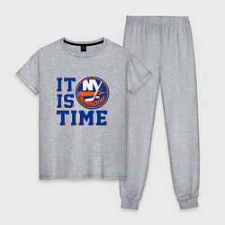 Пижама хлопковая женская It Is New York Islanders Time Нью Йорк Айлендерс, цвет: меланж