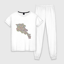 Пижама хлопковая женская Armenia Country, цвет: белый