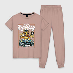 Пижама хлопковая женская Rudeboy, цвет: пыльно-розовый