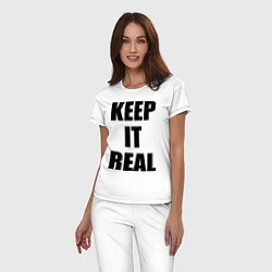 Пижама хлопковая женская Keep it real, цвет: белый — фото 2