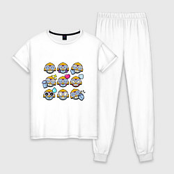 Пижама хлопковая женская Значки на Карла Пины Бравл Старс Carl, цвет: белый
