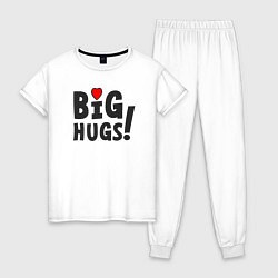 Пижама хлопковая женская Big hugs!, цвет: белый