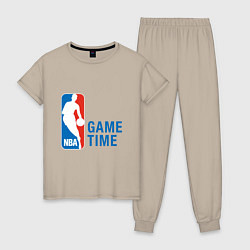 Пижама хлопковая женская NBA Game Time, цвет: миндальный