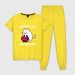 Пижама хлопковая женская Dungeon Meowster, цвет: желтый