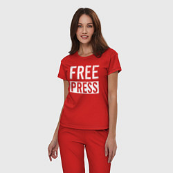 Пижама хлопковая женская Свободная пресса, цвет: красный — фото 2