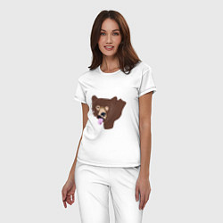 Пижама хлопковая женская Медведь дразнится, цвет: белый — фото 2