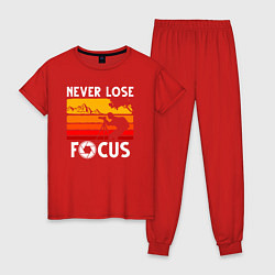 Пижама хлопковая женская Never lose focus, цвет: красный
