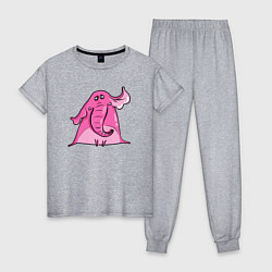 Пижама хлопковая женская Розовый слон, цвет: меланж