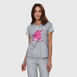 Пижама хлопковая женская Розовый слон, цвет: меланж — фото 2
