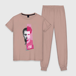 Пижама хлопковая женская Fight CluВ, цвет: пыльно-розовый