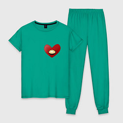 Пижама хлопковая женская Пельмени в моем сердце, цвет: зеленый