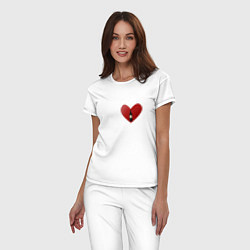 Пижама хлопковая женская Винишко в сердце, цвет: белый — фото 2